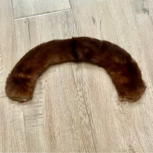 1950-60s Vintage Brown‎ Genuine Mink Fur Collar Stole Removable